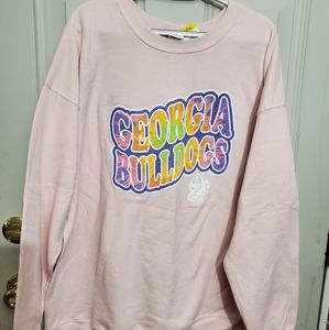 NEW Georgia Bulldogs XL Genuine College Product Sweatshirt Fleece Pullover Pink